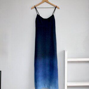 Esprit De Corp VTG 90s Y2K Blue Ombre Gradient Spaghetti Strap Maxi Dress sz XS